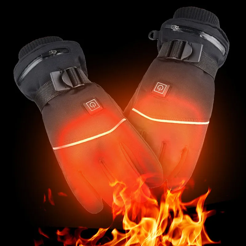 

Winter Velour Heating Hand Warmer Heater Outdoor Sports Hunting Hiking Skiing Ski Heated Gloves Rechargeable Lithium Battery