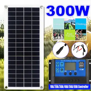 150W 300W Solar Panel Kit 12V Batterie Laden Mit 30A 60A Controller Modul 2  USB Port Zelle batterie Power Bank für Telefon RV Auto