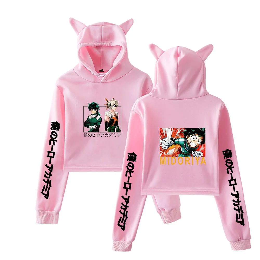 

sweatshirt Anime My Hero Academia Girls Sweatshirt bakugou deku Boku No Hero Academia Hoodies Cat Ears Crop clothes