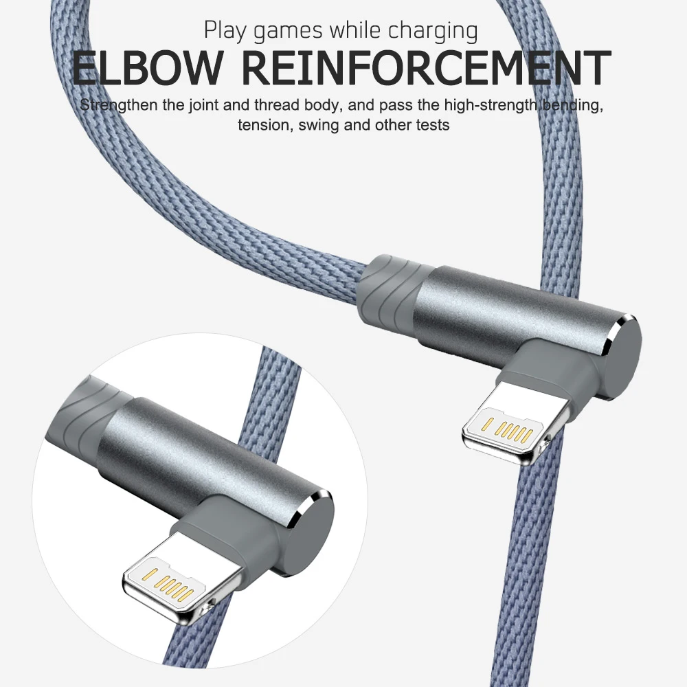 Durable 90-Degree Fast Charge USB Cable - 2m/3m