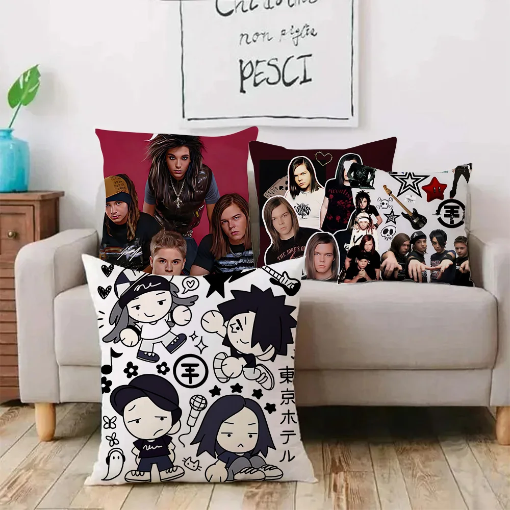 Hot Rock Band Tokios Hotels Pillow Covers Cartoon Sofa Decorative Home Double-sided Printing Short Plush Cute Cushion Cover 2