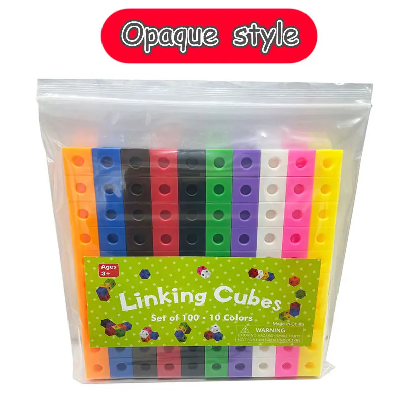 קוביות חיבור שקופות לילדים, צעצועי מונטסורי ללמידת מתמטיקה, מחשבה לוגית, משחקי חושיים, צעצועים חינוכיים