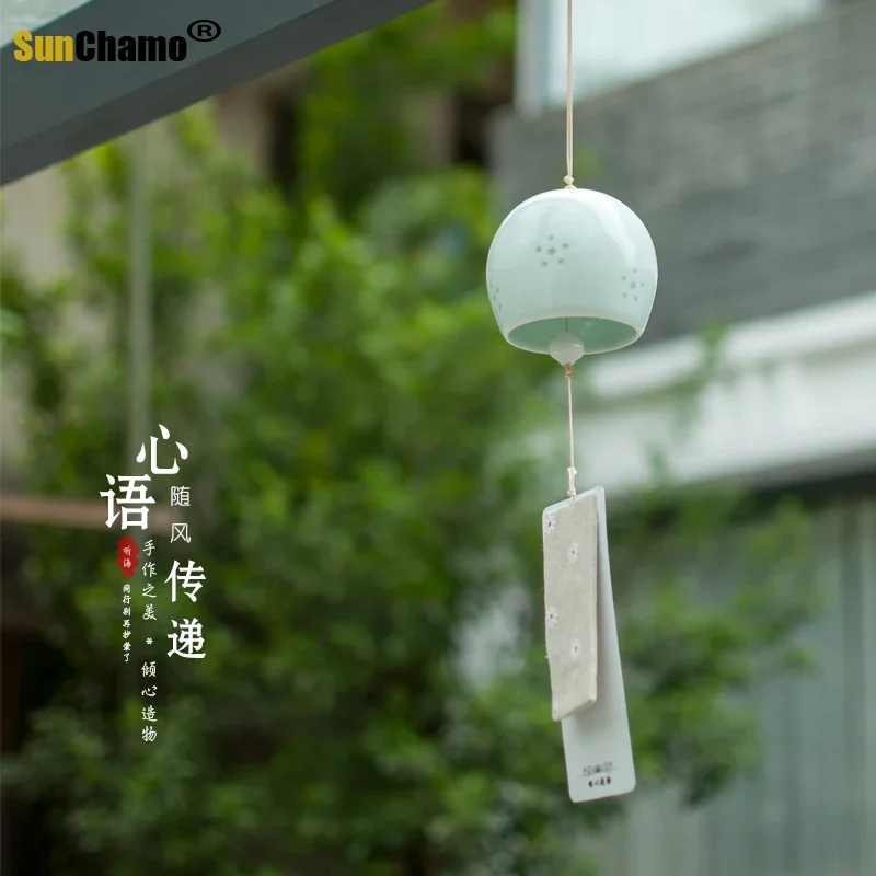 

Handmade Ceramic Wind Bell Pendant Japanese Style Home Decoration Chimes Creative Birthday Hanging Gifts Craft Room Decor