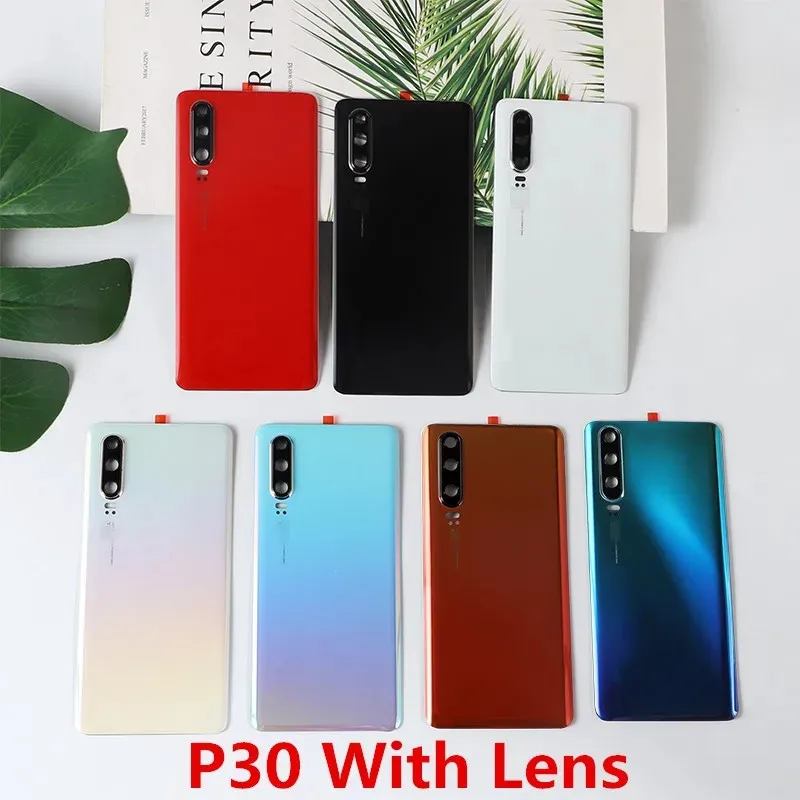 

Корпус P 30 для Huawei P30 6,1 "задняя крышка батарейного отсека Ремонт задний прозрачный стеклянный чехол + объектив камеры