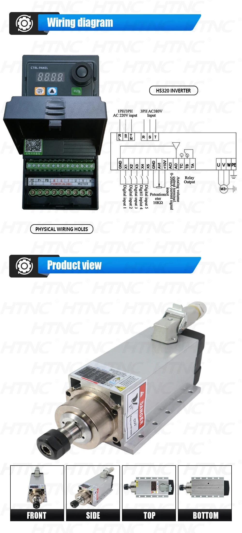3000w Spindle Motor kit For wood aluminium soft metal High Speed 300hz 18000rpm
