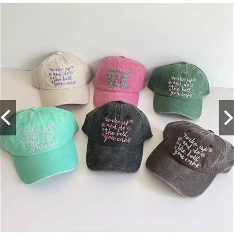 

Retro Washed Cotton Baseball Cap Men Women Letter Embroidery Hip Hop Hat Unisex Spring Summer Adjustable Snapback Sports Caps