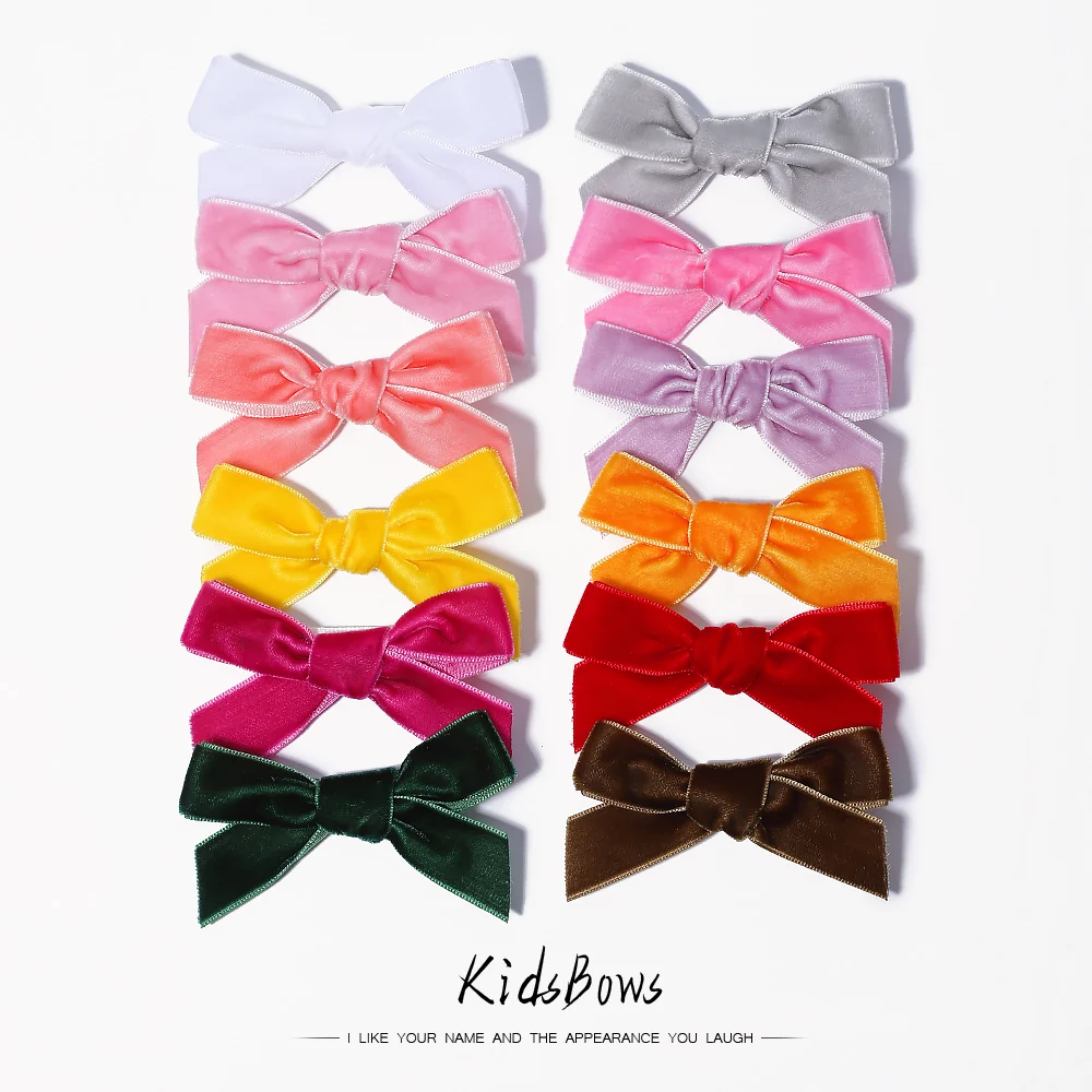 

2Pcs/Set 3'' Solid Velvet Hair Bows For Girls Hair Clips Baby Boutique Hairpin Handmade Barrettes Headwear Kids Hair Accessories