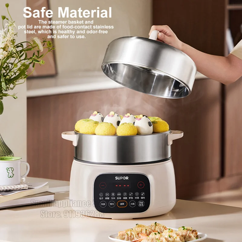 SUPOR 2 Layer Electric Steamer Multifunctional Household Hot Pot 16L Capacity Appointment Stainless Steel Steamed Bun Steamer 2