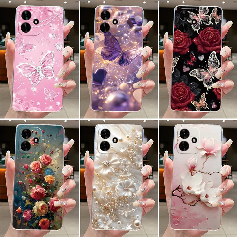 Clear Luxury Fashion Butterfly Flowers Soft TPU Silicone Phone Case