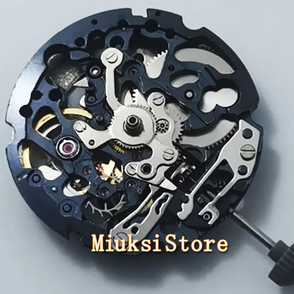 

Japanese Original Miyota 8N24 Mechanical Automatic Watch Movement 21 Jewels Self-winding Skeleton Mechanism Dark Blue Parts