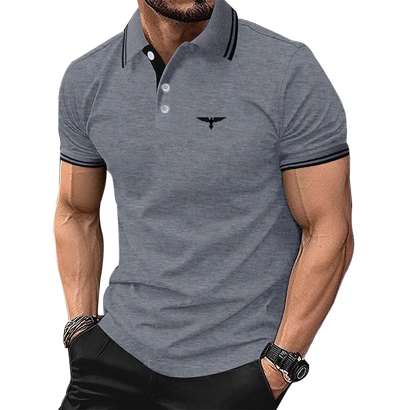 

Men Summer Slim Fit Sport Lapel Golf Polo Shirt Men Short Sleeve Fashion Logo Print Quick Drying Polo Shirt Tops .