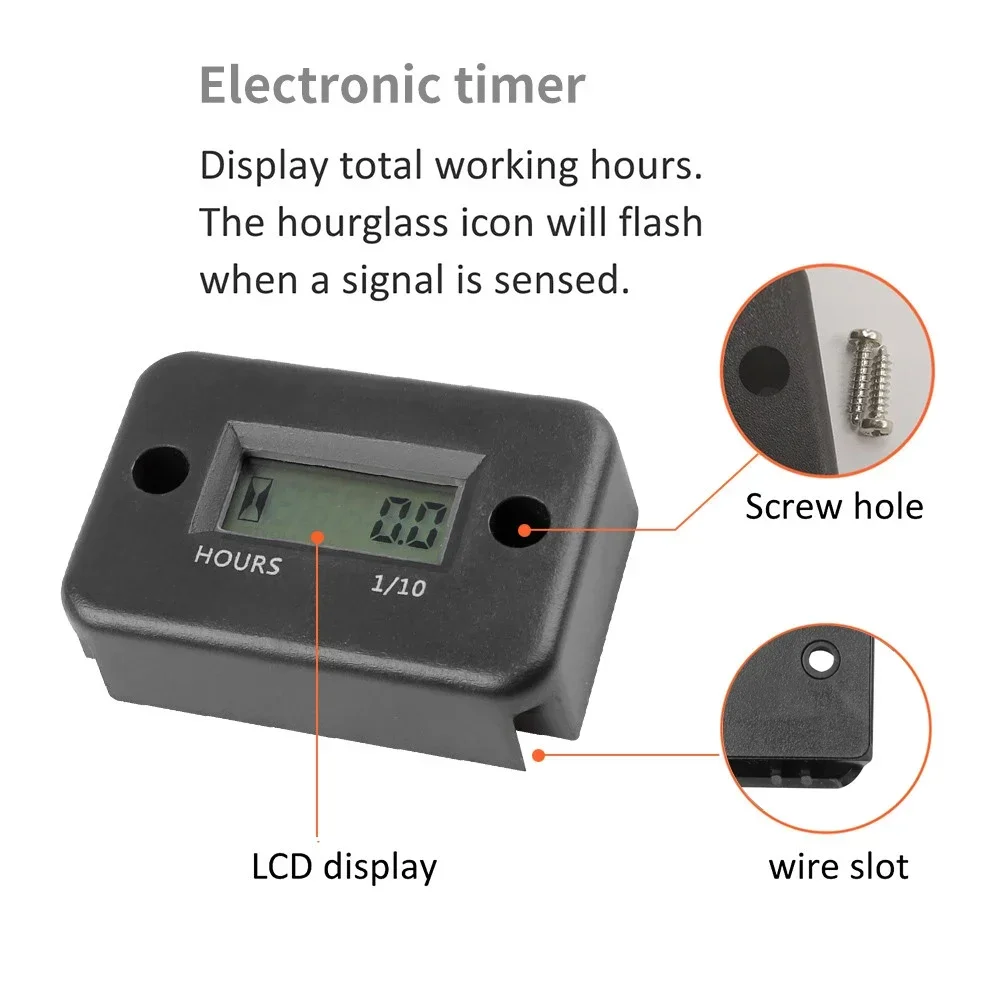 Tachometer Gauge Kebidumei Motorcycle Digital Tach Hour Meter Gauge Stroke Gas Engine Offroad Inductive Tachometer Waterproof Motor Instrument