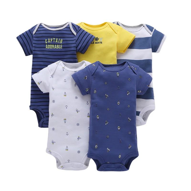 thumbnail image 1 of Newborn Infant Baby boy girl bodysuits Soft Cotton Quality Ropa De Bebe Baby clothing Jumpsuit 3/6M-24M 5 PCS/Lot, 1 of 5