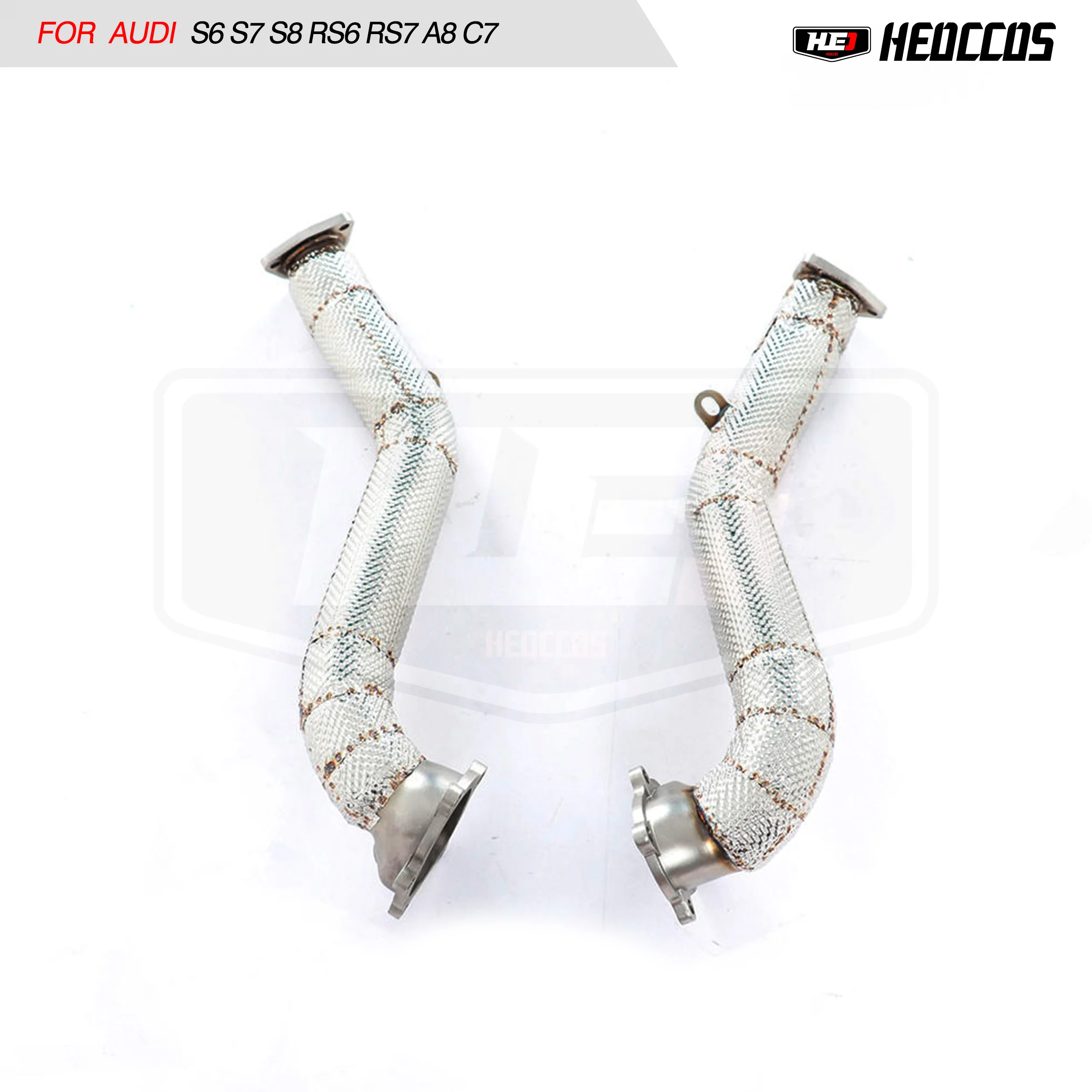 

HEO Exhaust Downpipe Racing high flow catless For Audi S6 S7 S8 RS6 RS7 A8 C7 4.0T 2013+catalyst tube without catalyst tube