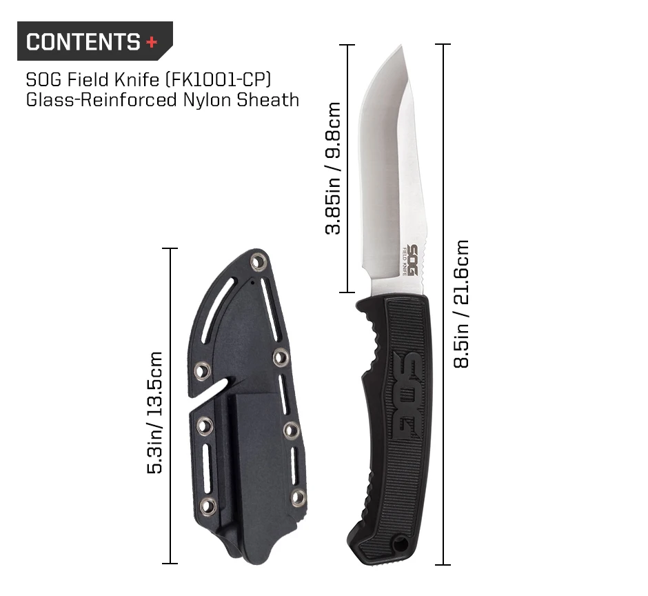 Description Picture 5 of itemSOG Survival Field Knife Fixed Blades Hunting knives with case Outdoor Camping and Bushcraft Utility Knife Hand Tools FK1001-CP