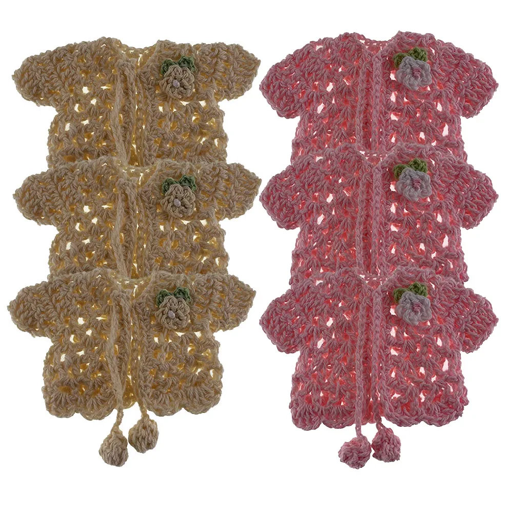 

Миниатюрный Хлопковый вязаный крючком свитер ручной работы, 12 шт., цветок для детского праздника, игрушка для крещения, куклы, стол, украшения для вечеринки