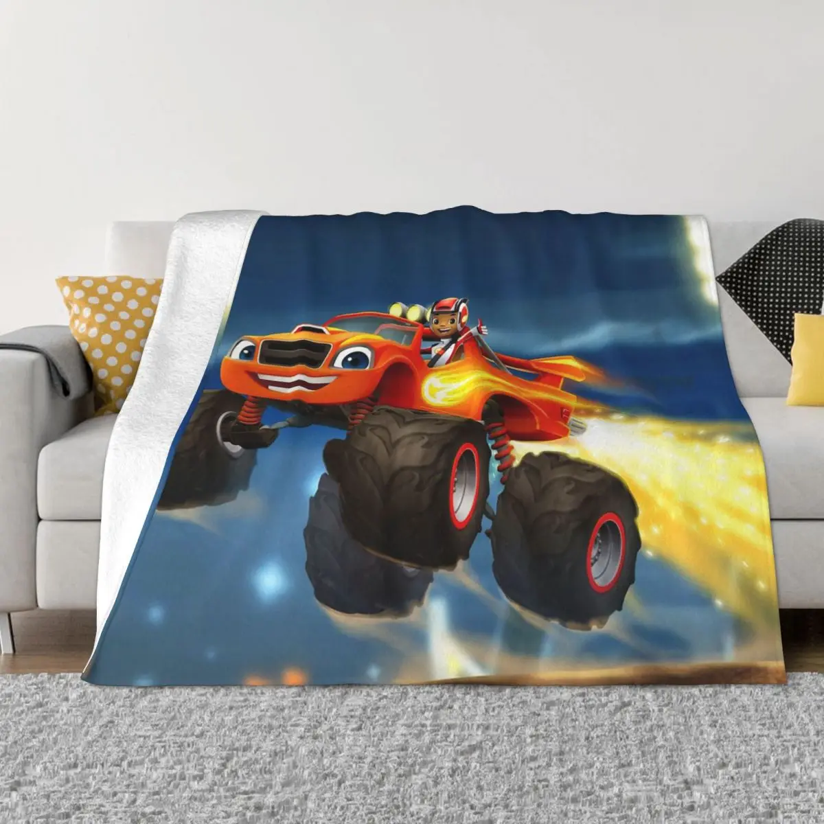 Blaze And The Monster Machines Coral Fleece Plush Throw Blankets Cute Cartoon Blanket For Home Couch Lightweight Thin Bed Rug