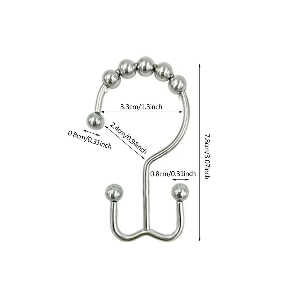 Shower Curtain Rings Shower Curtain Double Hooks Rust-Resistant Metal Black Rings Bathroom Liner 1set shower curtain clips