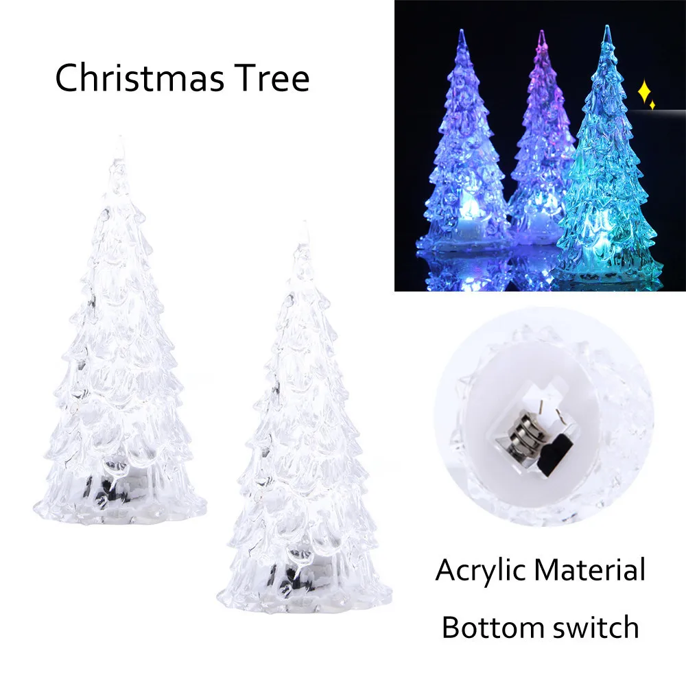 

1 Piece Christmas Tree Colorful LED Acrylic Night light Christmas Decoration halloween christmas navidad decoración room decor