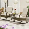 3 Pieces Patio Conversation Set, Outdoor Rocking Chair, Wicker Bistro Set, Outdoor Furniture with Porch Chairs and Coffee Table 1