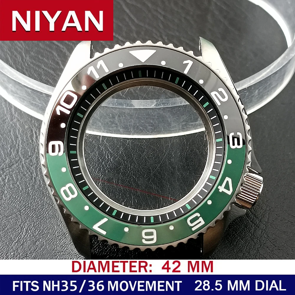 High-Quality 42mm Men's Steel Black Watch Case with Sapphire Glass and 22mm Band