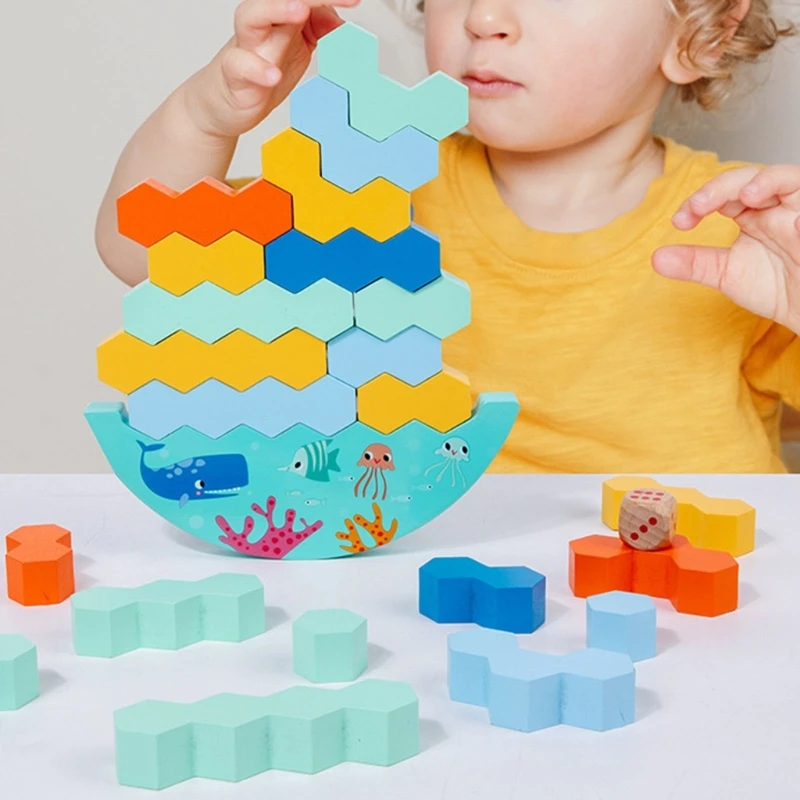 

Wooden Stacking Hexagon Toy Building Blocks for 1 2 3 Years Old Toddlers Educational Toddler Preschool Toy Gifts