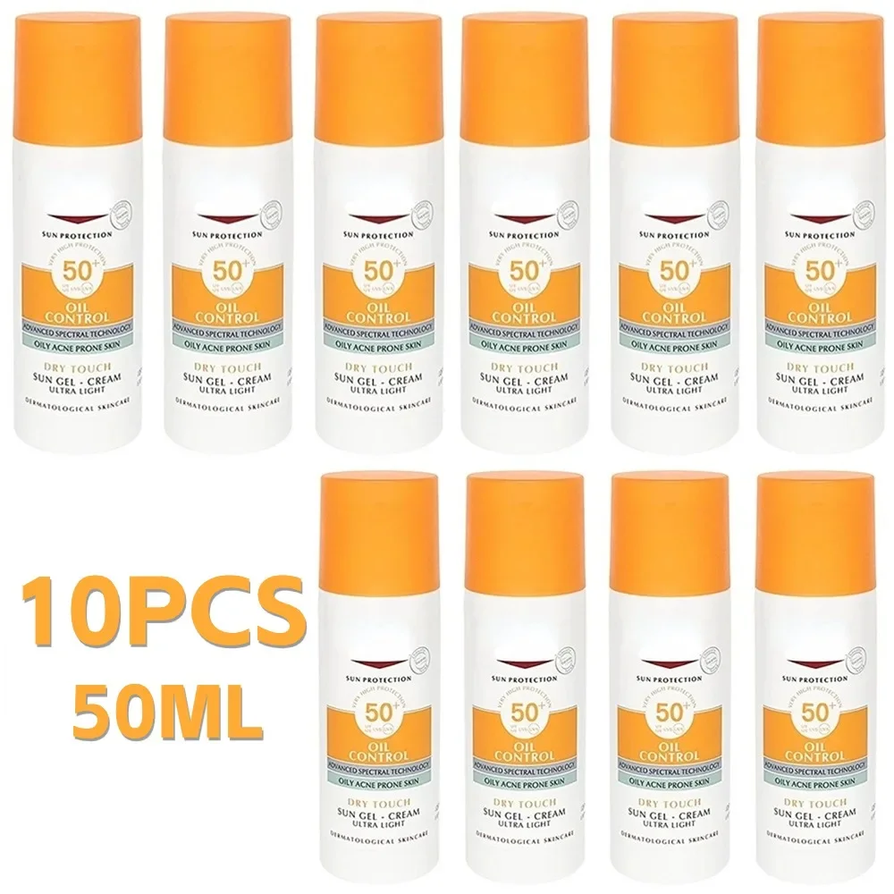 10pcs-set-oil-control-face-sunscreen-spf50-sun-protection-dry-touch-gel-cream-anti-uv-anti-shine-refreshing-for-oily-acne-skin