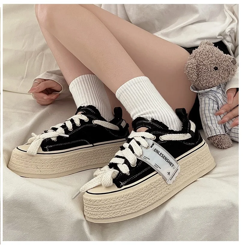 2024 new women casual canvas platform shoes girls spring new flashion vulcanize pink floral espadrilles tennis female sneakers