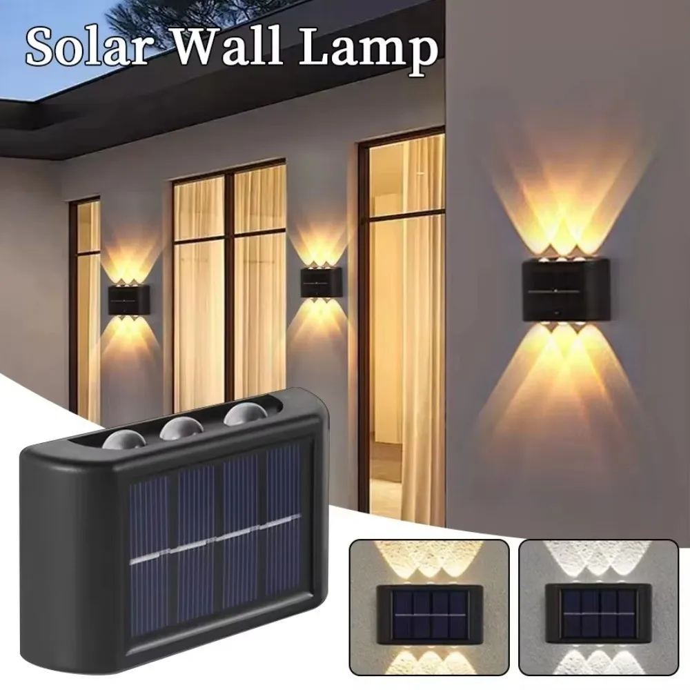 2Pcs 6 LED 구슬 태양광 벽 조명 태양열 에너지 절약 LED 야외 램프 방수 디자인 내후성