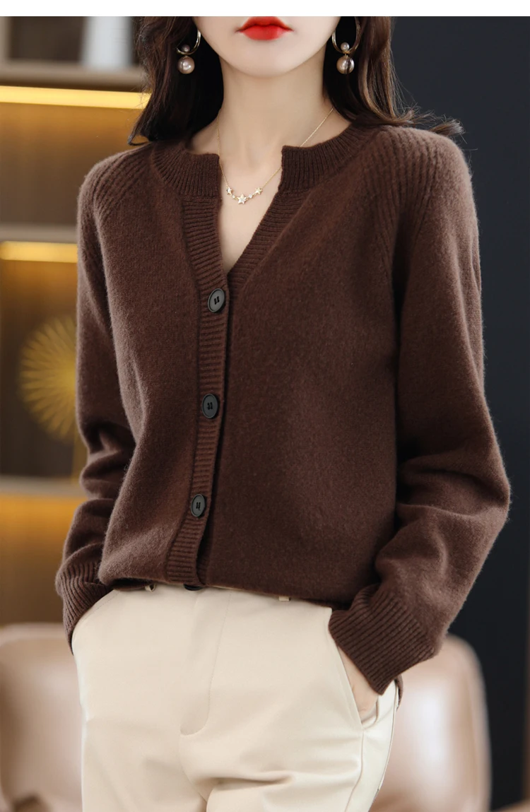 sweater for women 100% Australian Wool Cardigan For Women! Round Neck 2022 Early Spring New Cashmere Sweater Loose Coat Fashion Top Knitted Thread sweater for women