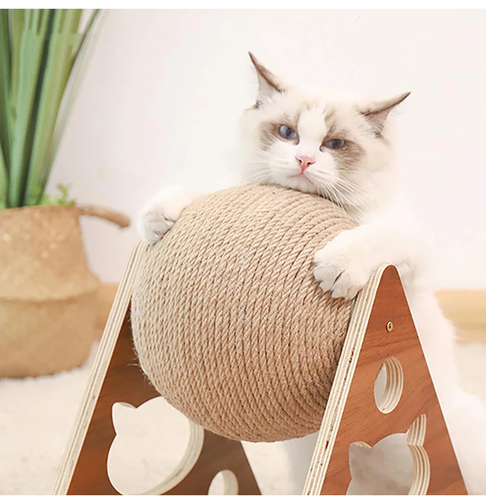 ferret toys New Funny Scraper Toy Hot Sale Wooden Scratching Board Scratching Ball For Cat Hemp Interactive Rope Toys Pet Accessories 2022 cat toys