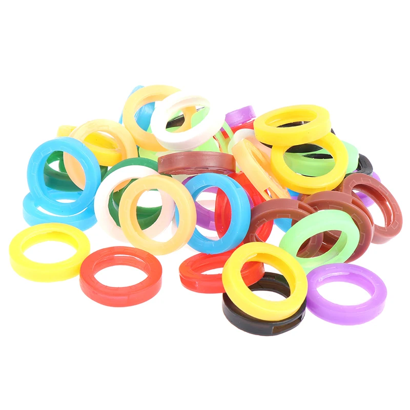 Key Caps Covers Keychain Case Cover Silicone Keychain 50pcs Bright Colors Soft Silicone Hollow Multi Color Rubber Keys Locks Cap Key Covers Topper Keyring Elastic Case Round