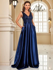 Элегантное Вечернее Платье Lucyinlove с блестками для женщин 2023 атласное платье с глубоким V-образным вырезом для выпускного вечера зеленое платье в пол синие официальные платья