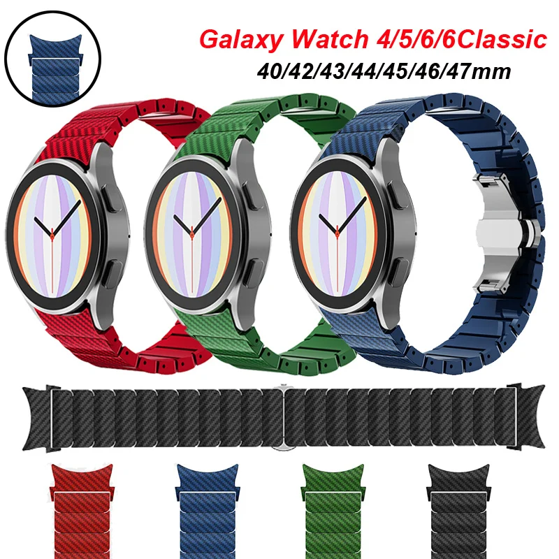 

Carbon Fiber Strap For Samsung Watch 6 Classic 47mm 43mm No Gap Bracelet Correa Band Galaxy Watch4 5 6 40 44mm 5Pro 45mm 42 46mm