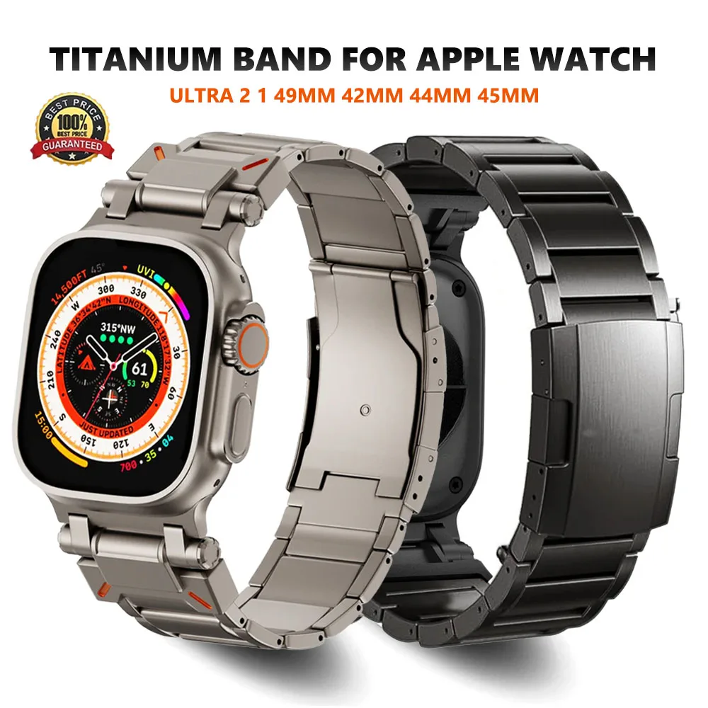 

Ремешок титановый для Apple Watch Ultra 2 49 мм series 9 45 мм, браслет для iwatch 8 7 6 SE 5 4 42 мм 44 мм