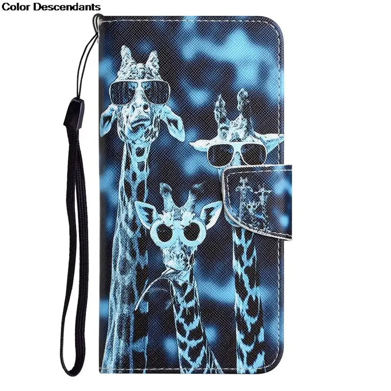Luxurious Leather Elephant Flip Wallet Phone Case - Painted Design with Stand Function