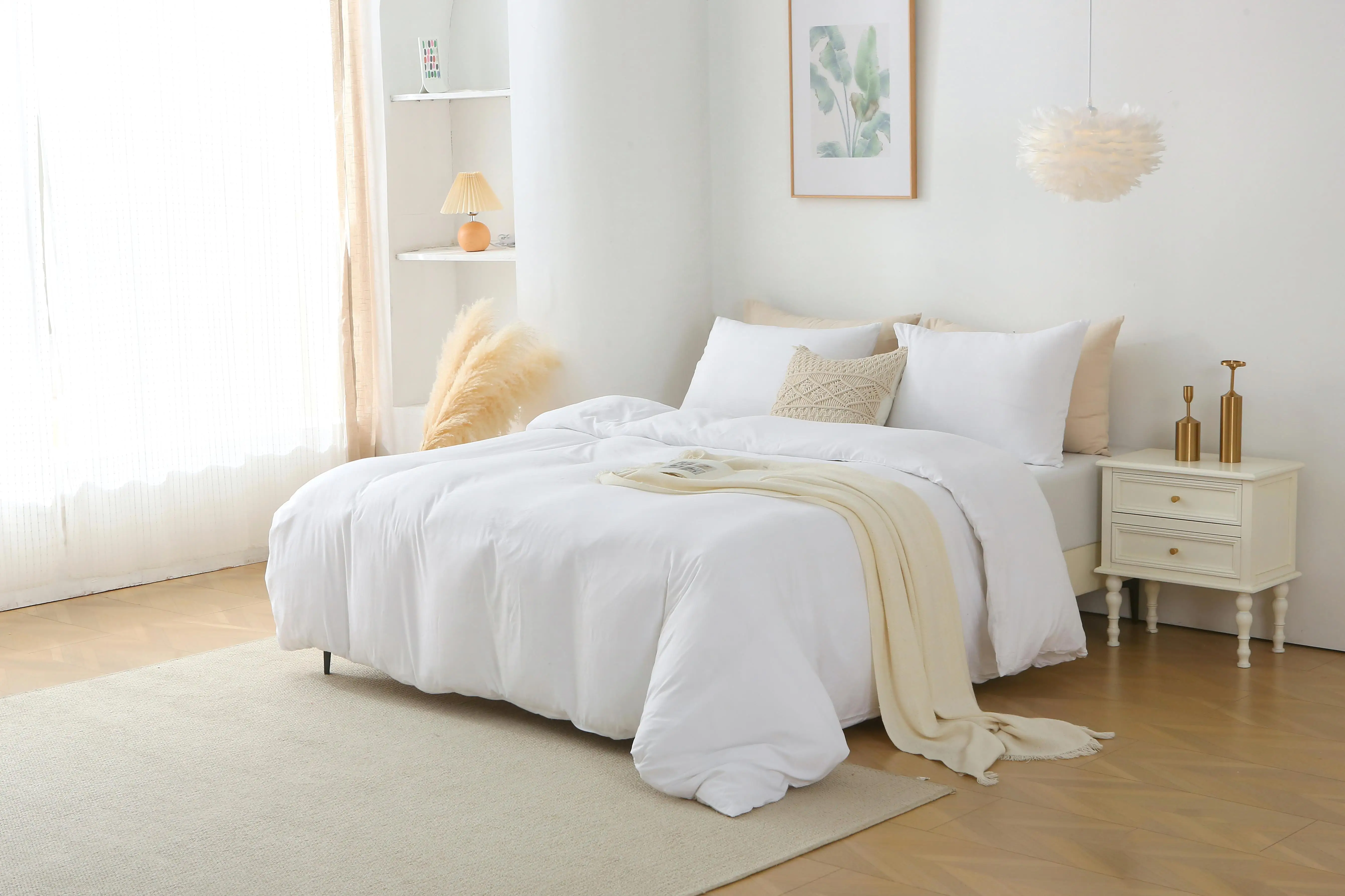 3-Piece King Duvet Cover Set - Solid White Bedding with 1 Duvet Cover & 2 Pillow Shams (Comforter Not Included) 6