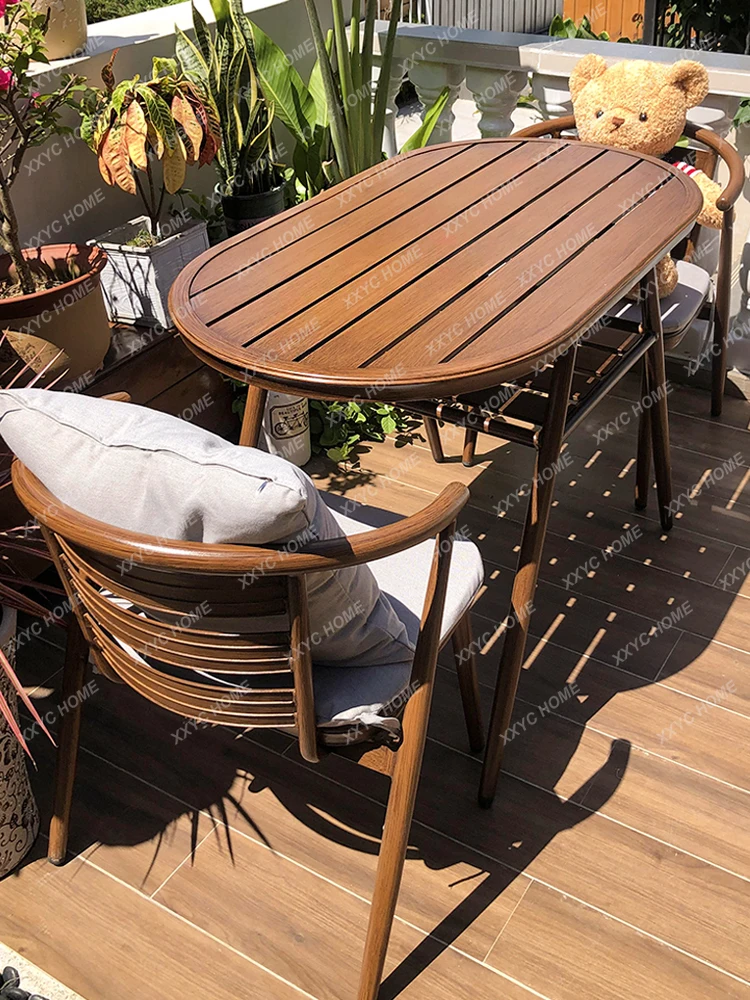 

Balcony Small Table and Chair Outdoor Terrace Table-Chair Set Coffee Table
