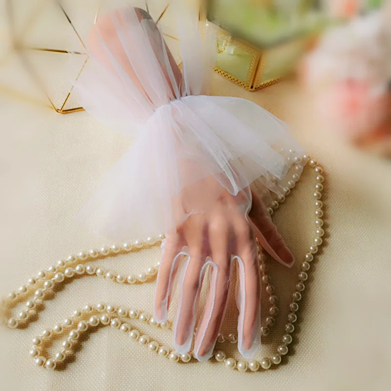 Sheer Tulle Gloves for Wedding Bride