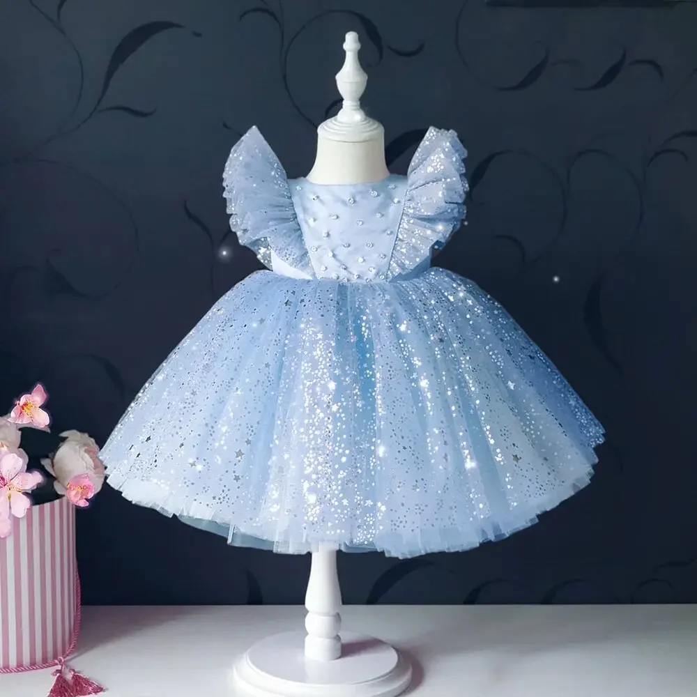 Girls Dress Princess Dress Girls Sequin Tutu Lace Mesh for Birthday Prom Toddler Baby Kids Elegant Wedding Party Clothes Children Baptism Gown girls dress,princess costume