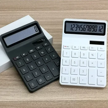 12-Digit Large LCD Display Calculator Standard Function Calculator with Solar & Battery Dual Power For Home Basic Desktop Office