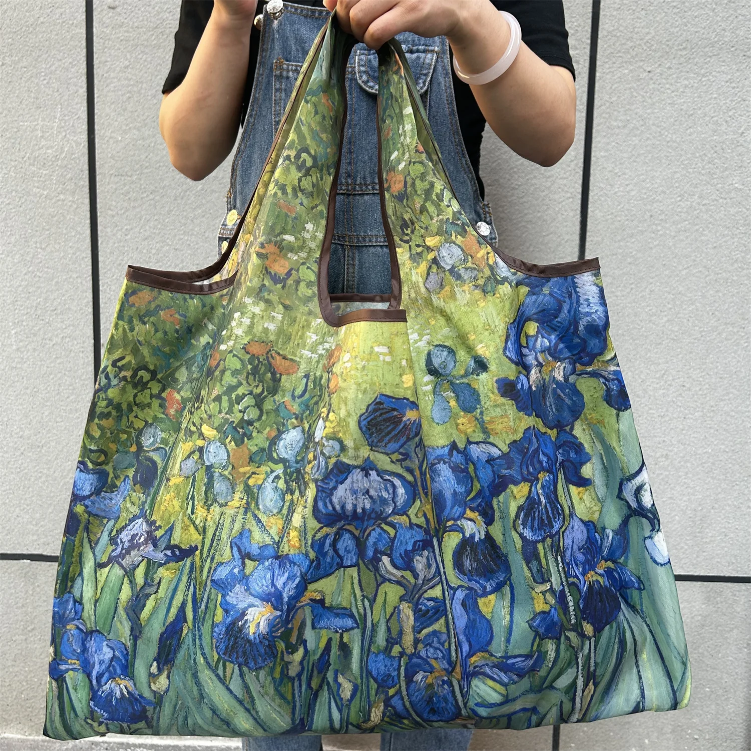 Large Foldable Nylon Shopping Tote - Eco-Friendly Reusable Shoulder Bag with Portable Pouch