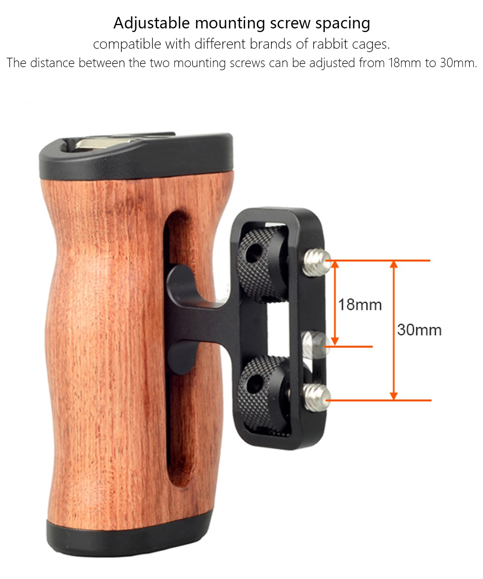 Camera Side Handle Universal DSLR for Sony/Canon/Nikon Camera Wooden Mini Handgrip 1/4 Screws Cold Shoe