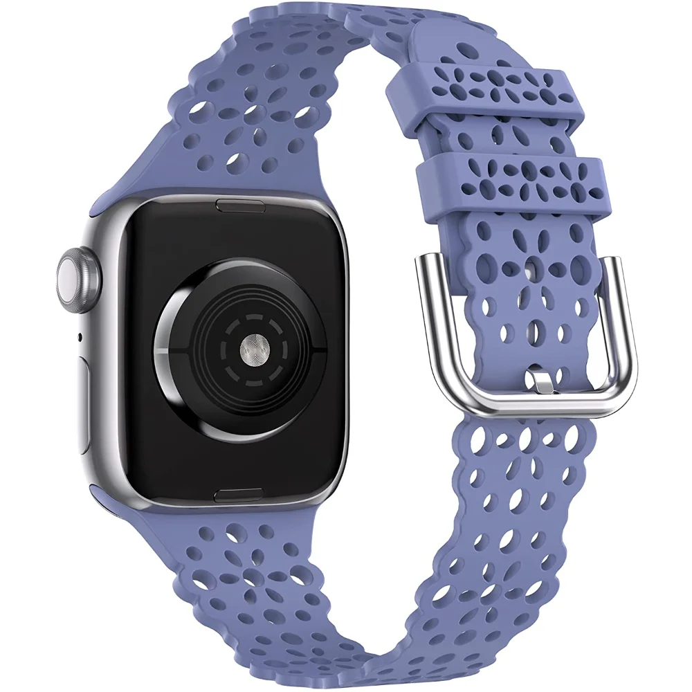 

Women 38mm 40mm 41mm Soft Stretchy Silicone Lace Flower Breathable Waterproof Sweatproof Band for iWatch Series 7 6 5 4 3 2 1 SE