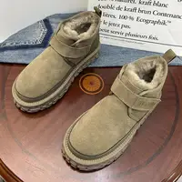 Leisure Walk Mens High-Top Boots Warm Plush Snow Short Boots Outdoor Male Hiking Boots Casual Slip on Walking Shoes Winter Boats