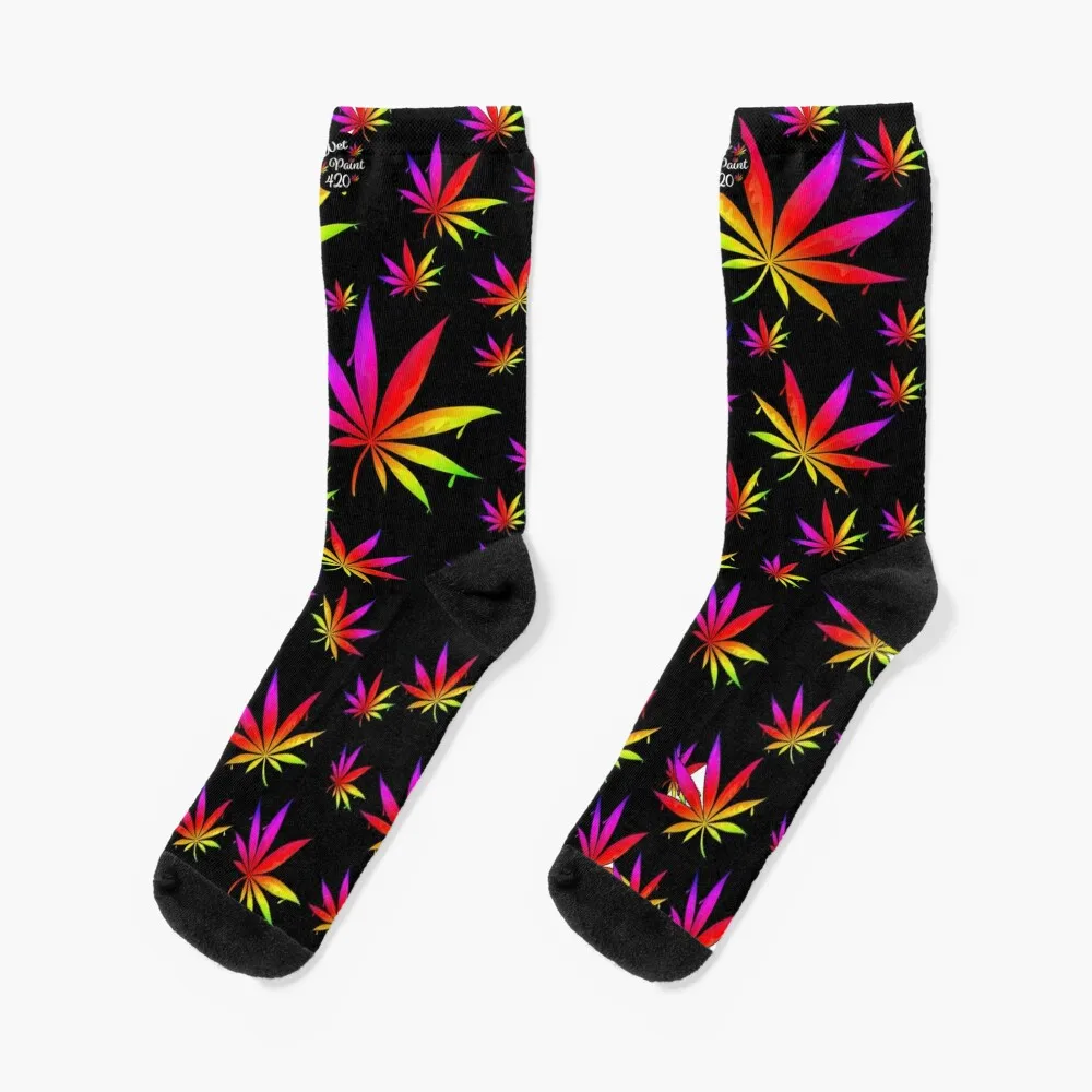 

WetPaint420 Liquid Black Sunset Pot Leaves Socks football shoes Climbing Stockings compression Men Socks Luxury Brand Women's