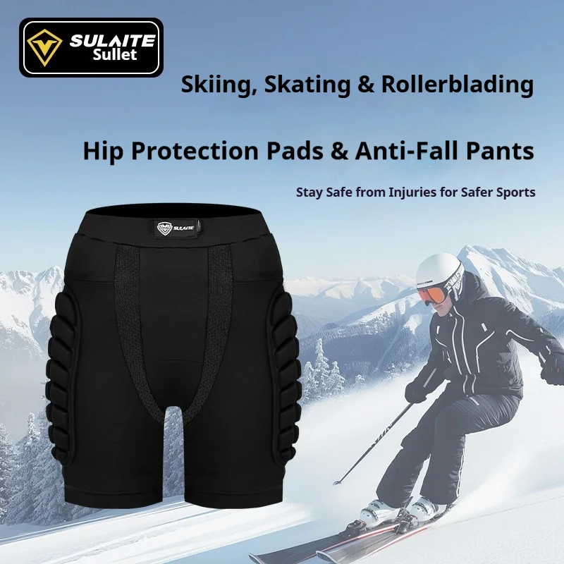 SULAITE 충격 방지 및 내충격성 보호 힙 패드 반바지 (스키, 아이스 스케이팅, 롤러 스케이팅, 야외 스포츠 애호가용)