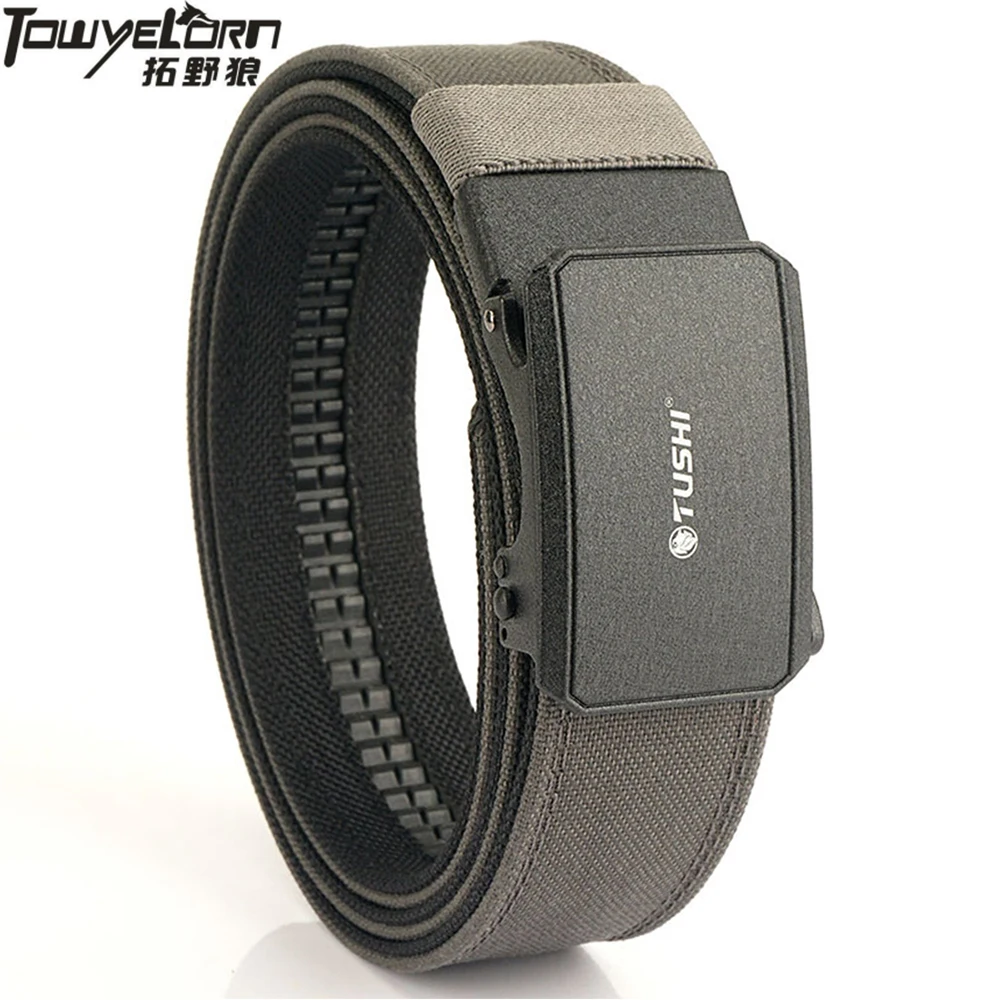 TOWYELORN New Hard Gun Belt for Men and Women Alloy Automatic Buckle Tactical Outdoor Belt 1100D Nylon Military IPSC Belt Male towyelorn metal automatic buckle canvas men belt thick nylon jeans pants belt casual outdoor multifunctional tactical male belt