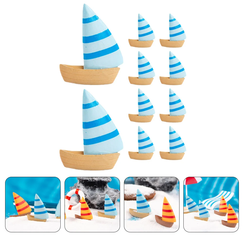 

10 Pcs Decor Tabletop Sailboat Figure Landscaping Miniature Decorate Pvc Realistic