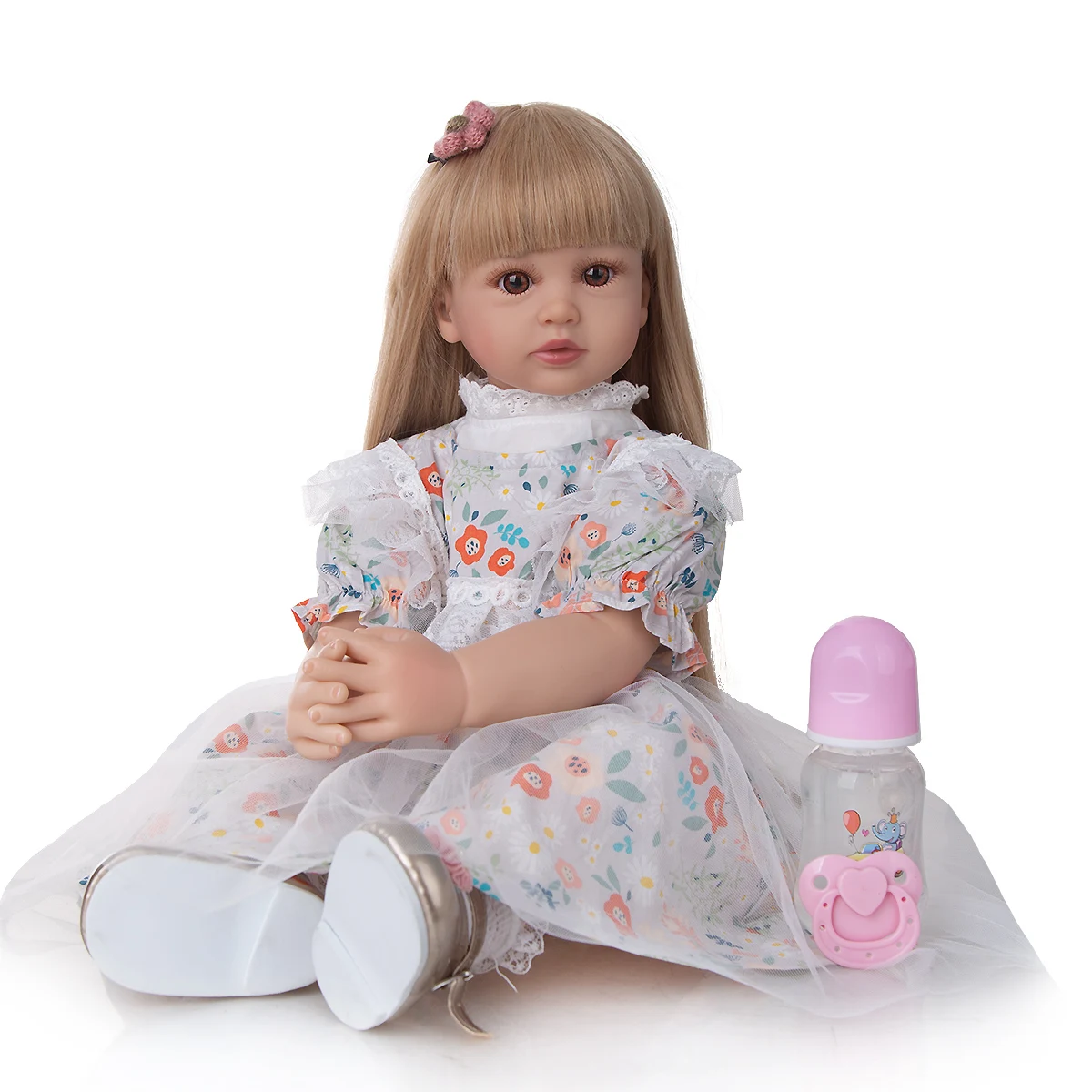 

60cm Huge reborn toddler princess Doll Handmade Silicone vinyl adorable Lifelike Bonecas girl kid bebe reborn menina